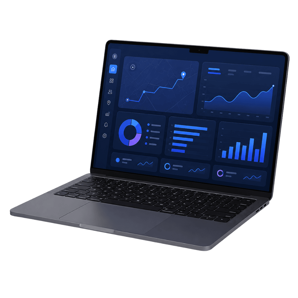 Promotional School Ride operations dashboard displayed on a laptop
