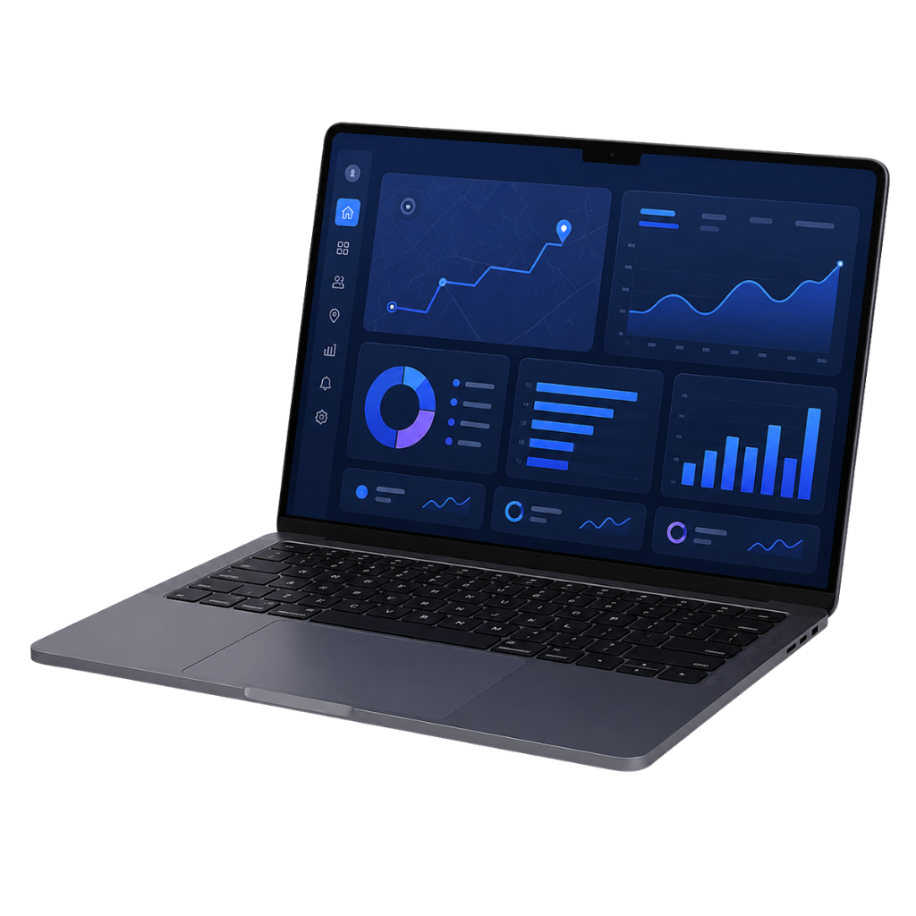 School Ride company dashboard on laptop